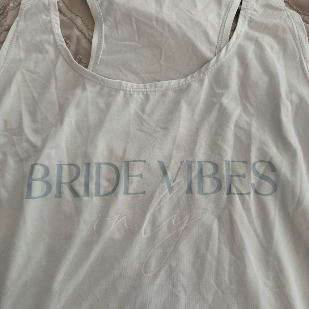 Bride Vibes Only Tank Top - light blue with light blue and white text